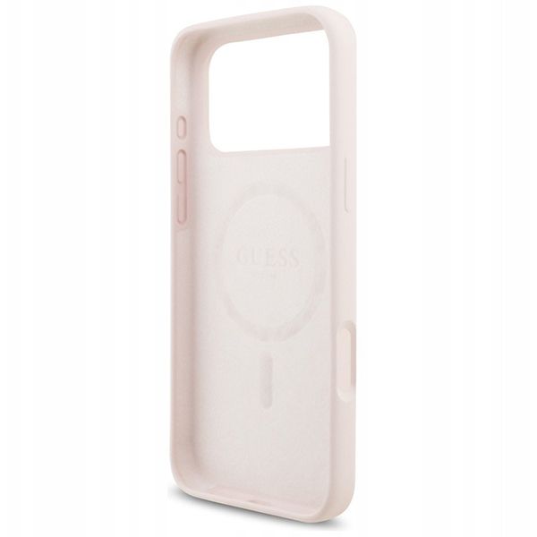 Guess для iPhone 17 Pro Max чехол Liquid silicone Gold metal logo & Camera Hard Pink (MagSafe)